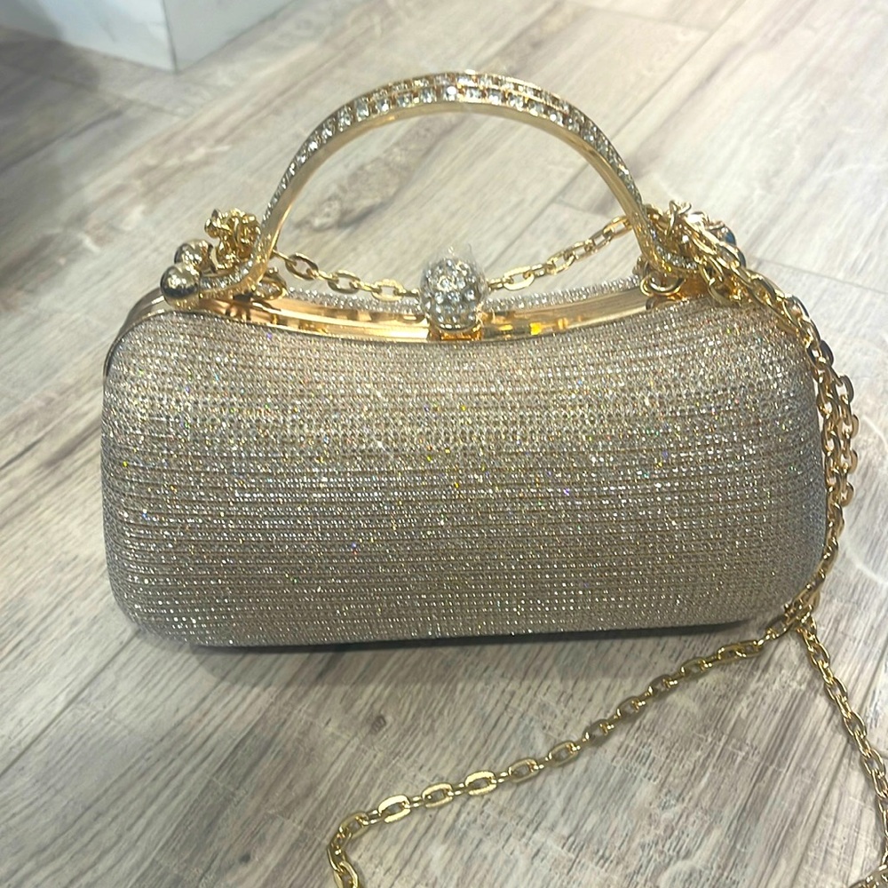 Sparkly elegant handbag gold silver tones